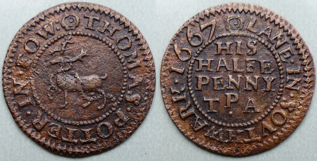 Foul Lane, Thomas Potter 1667 halfpenny